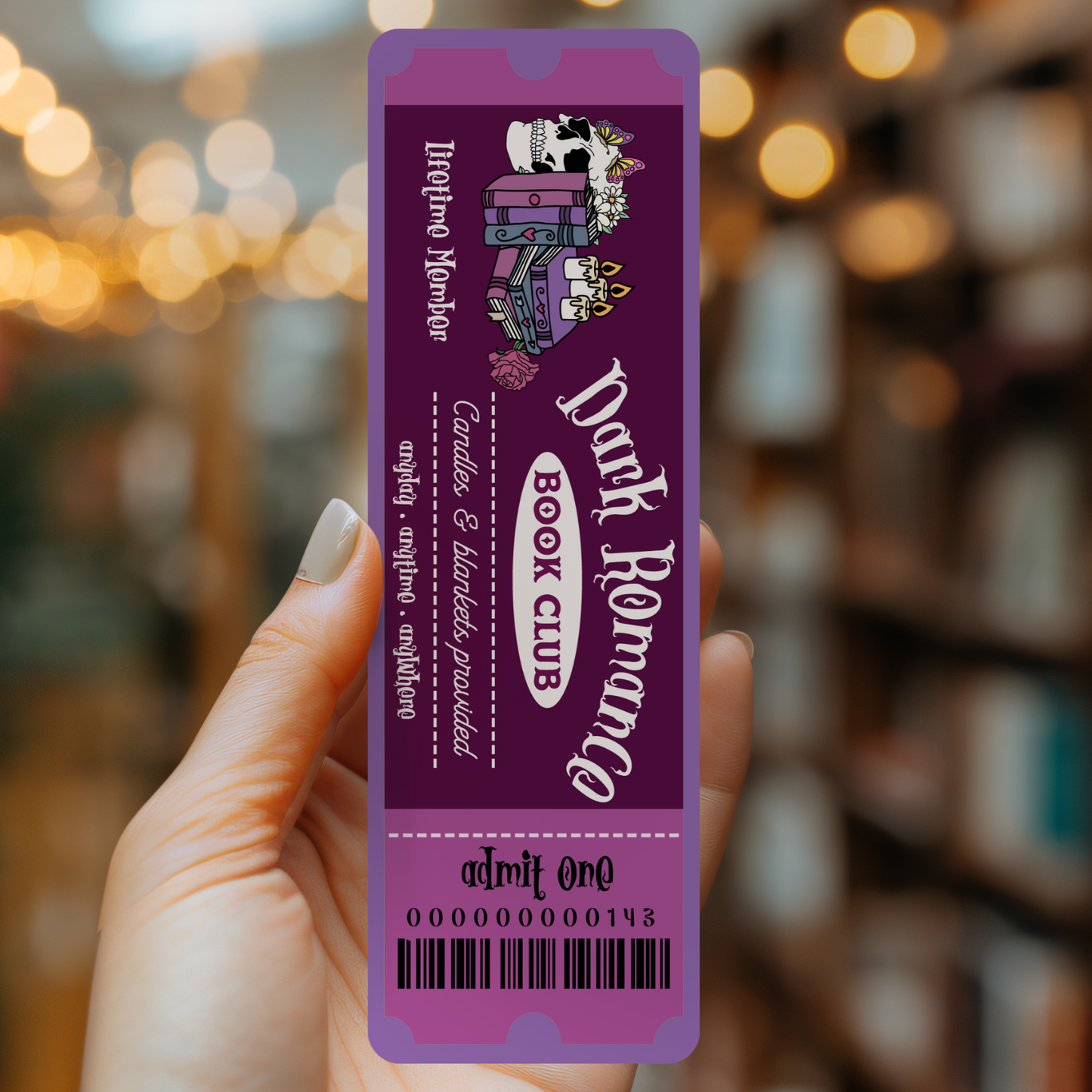 Indie Heart Studio - Dark Romance Ticket Bookmark | Soft Matte Laminated 