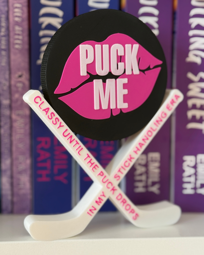TRR "PUCK ME" & "Hockey Sticks" Hockey Romance Shelf Decor
