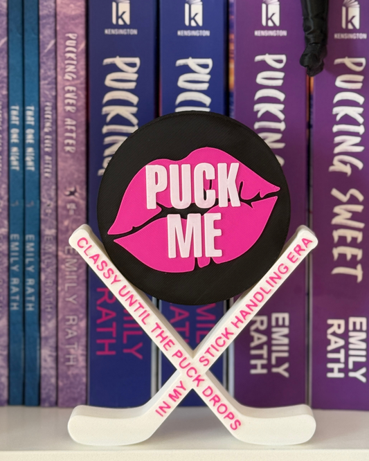 TRR "PUCK ME" & "Hockey Sticks" Hockey Romance Shelf Decor
