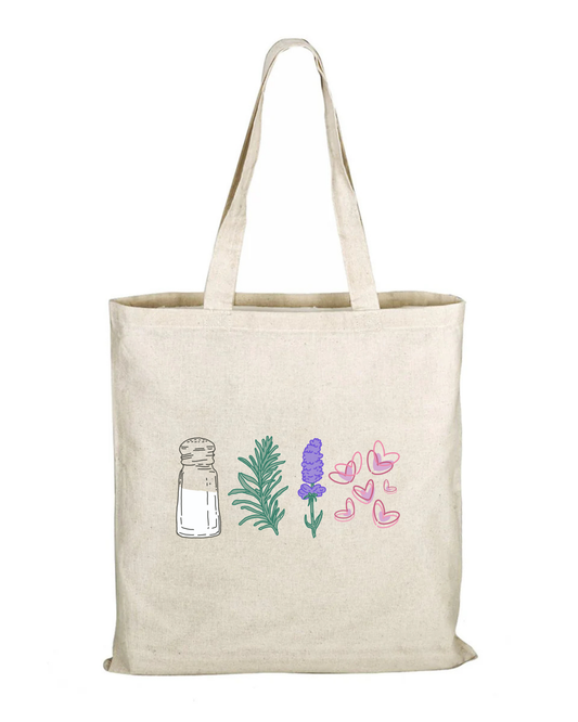 TRR Salt. Rosemary. Lavender. Love Cotton Tote Bag