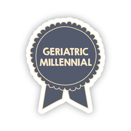 SHEWOLF Designs - Sticker: Geriatric Millennial Ribbon Award Nostalgic 90s