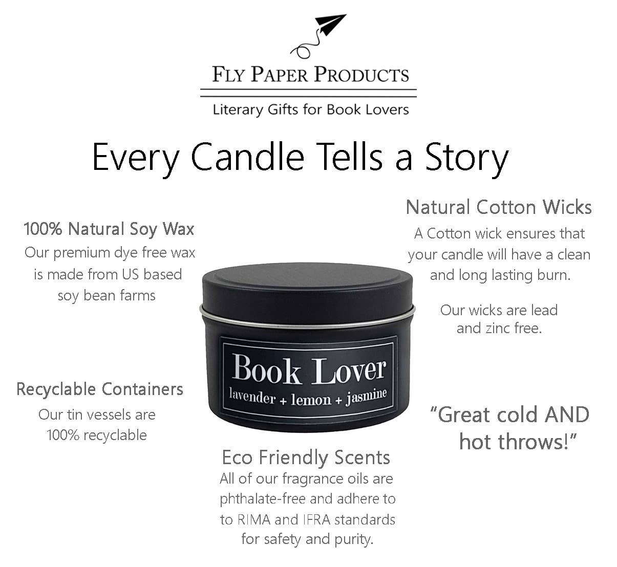 Fly Paper Products - Book Boyfriend 4oz Candle Bay Leaf + Tobacco + Cedarwood
