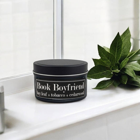 Fly Paper Products - Book Boyfriend 4oz Candle Bay Leaf + Tobacco + Cedarwood