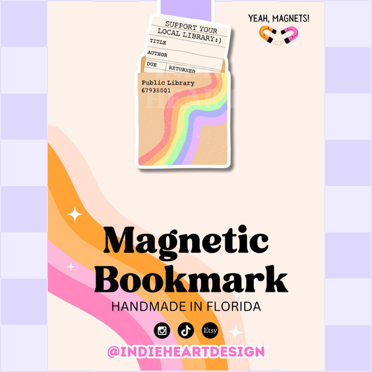 Indie Heart Studio - Support Your Local Library | Magnetic Bookmark