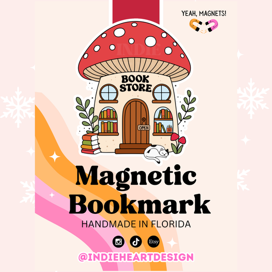 Indie Heart Studio - Cottagecore Mushroom Book Store Magnetic Bookmark 